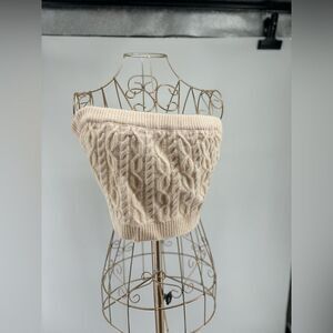 Fashion Nova cream cable knit strapless crop top size 3X